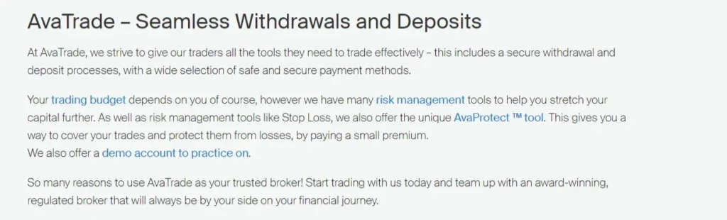 Avatrade Deposits and Withdrawals