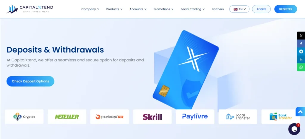 CapitalXten Deposit and Withdrawal Options