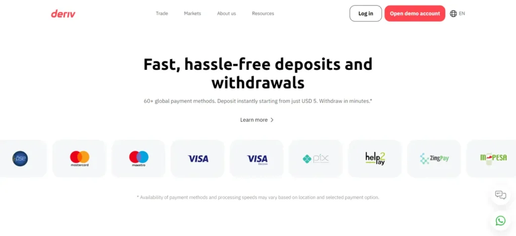 Deriv Seamless Deposits and Withdrawals