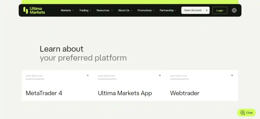 Ultima Markets Trading Platforms