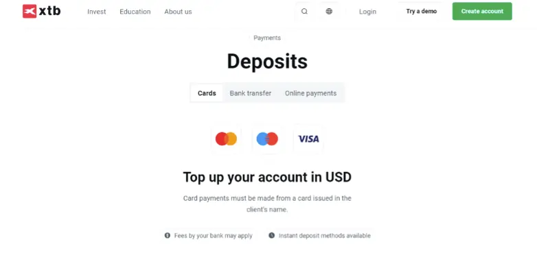 XTB Seamless Deposits and Withdrawals