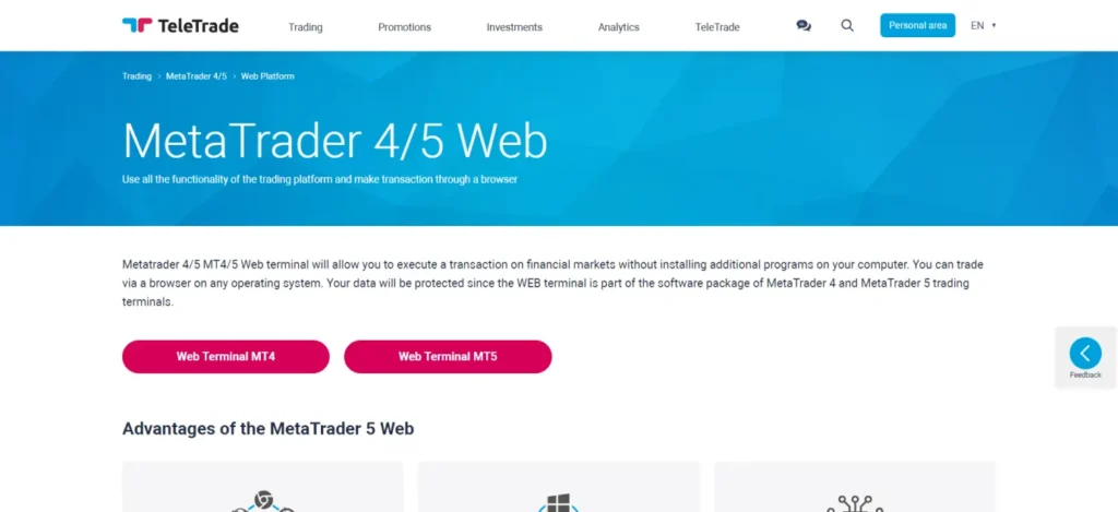 TeleTrade MT4 and MT5 Trading Platforms